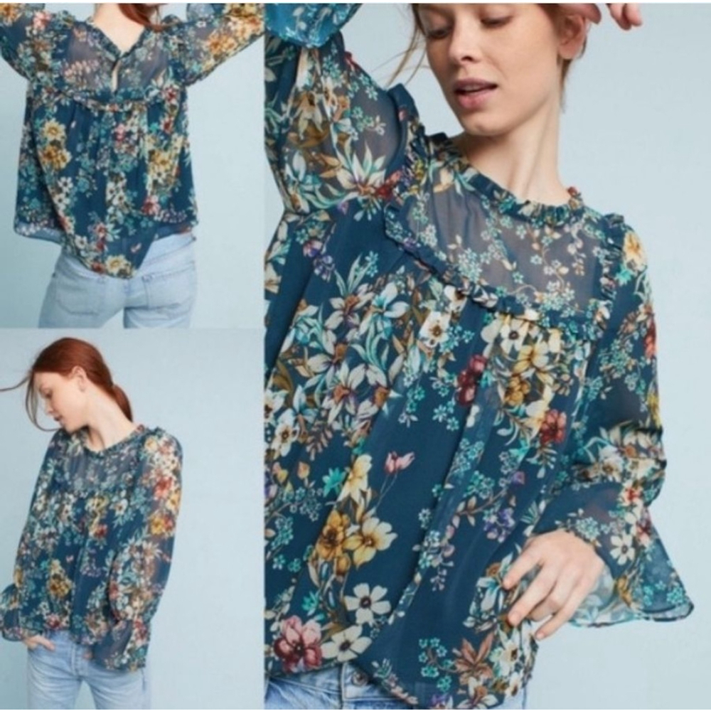 Anthropologie Eri + Ali Floral Blouse in size small